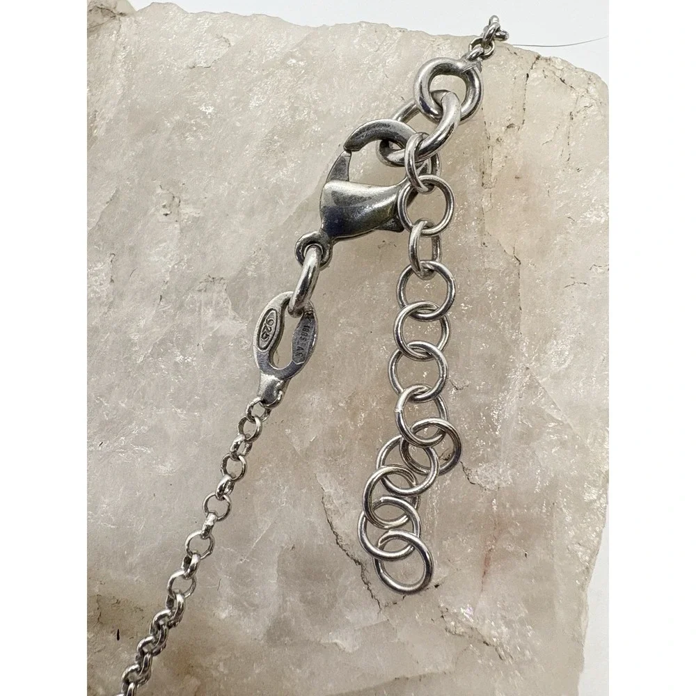 Sterling Silver Y-Drop‎ Necklace Faceted Black Beads Arezzo Italy 925 9.75g